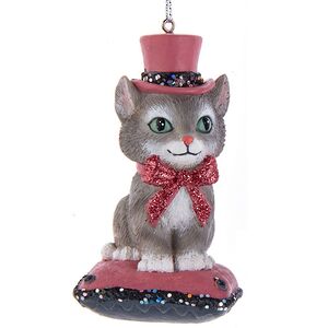 Елочная игрушка Котенок Мурзик в шляпе, 8 см Kurts Adler фото 1