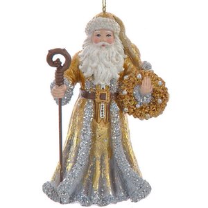 Елочная игрушка Санта с венком: Berceuse 13 см, подвеска