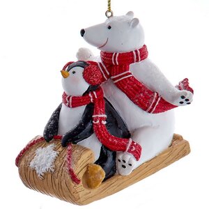 Елочная игрушка Мишка Гектор с Пингвиненком - Веселые Каникулы 8 см, подвеска Kurts Adler фото 1