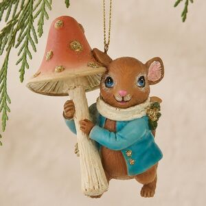 Елочная игрушка Мышонок Джерри с грибом 9 см