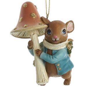 Елочная игрушка Мышонок Джерри с грибом 9 см, подвеска