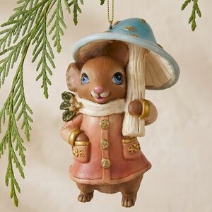 Елочная игрушка Мышонок Джонни с грибом 9 см