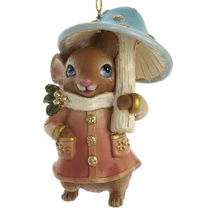 Елочная игрушка Мышонок Джонни с грибом 9 см, подвеска