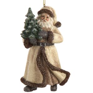 Елочная игрушка Дед Мороз с елочкой - Rustic Winter 13 см, подвеска
