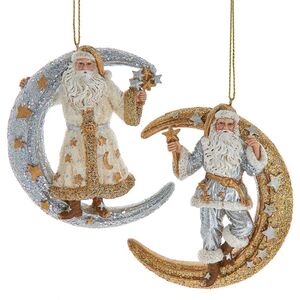 Елочная игрушка Санта на Серебряной Луне - Heavenly Triumph 10 см Kurts Adler фото 2