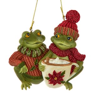 Елочная игрушка Лягушата Квакун и Бакун за чашкой чая 10 см Kurts Adler фото 1
