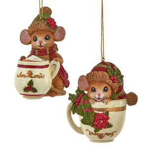 Набор елочных игрушек Новогоднее Чаепитие Мышат 8 см, 2 шт Kurts Adler фото 1