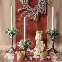 Высокие свечи Серебряный Металлик 25*2.2 см, 4 шт Kaemingk фото 3