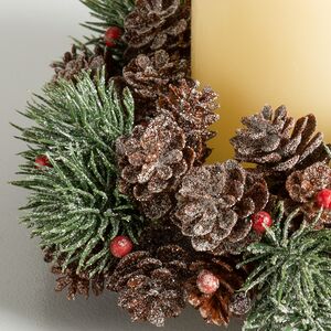 Венок для свечи заснеженный Ласковый Миг с ягодами и шишками 18 см Swerox фото 3