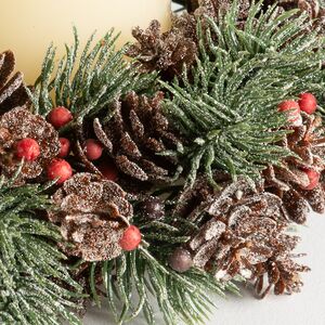 Венок для свечи заснеженный Ласковый Миг с ягодами и шишками 18 см Swerox фото 2