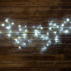 Гирлянда для дома Сосулька 5.6*0.5 м, 300 холодных белых LED ламп, белый ПВХ, IP20