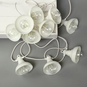 Гирлянда из лампочек Retro Party Lights 5 м, 10 ламп, теплые белые LED, белый ПВХ, соединяемая, IP44 Winter Deco фото 8