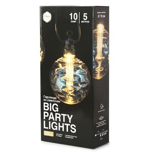 Гирлянда из лампочек Big Party Lights 5 м, 10 ламп, теплые белые LED, черный ПВХ, соединяемая, IP44 Winter Deco фото 13