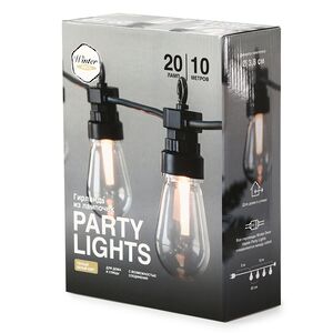 Гирлянда из лампочек Edison Party Lights 10 м, 20 ламп, теплые белые LED, черный ПВХ, соединяемая, IP44 Winter Deco фото 10