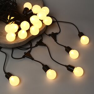 Гирлянда-бахрома из лампочек Party Lights 10 м, 20 ламп, теплые белые LED, черный ПВХ, соединяемая, IP44
