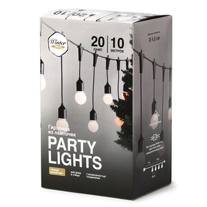 Гирлянда-бахрома из лампочек Party Lights 10 м, 20 ламп, теплые белые LED, черный ПВХ, соединяемая, IP44 Winter Deco фото 3