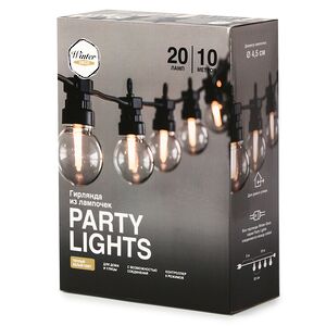 Гирлянда из лампочек Party Lights 10 м, 20 ламп, теплые белые LED, черный ПВХ, соединяемая, контроллер, IP44 Winter Deco фото 13