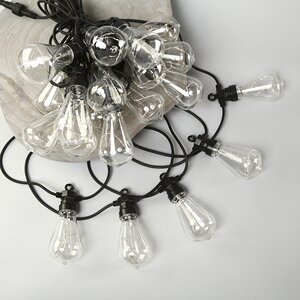 Гирлянда из лампочек Edison Shine Party Lights 10 м, 20 ламп, теплые белые LED, черный ПВХ, соединяемая, IP44 Winter Deco фото 9