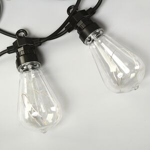 Гирлянда из лампочек Edison Shine Party Lights 10 м, 20 ламп, теплые белые LED, черный ПВХ, соединяемая, IP44 Winter Deco фото 10