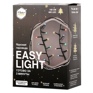 Ярусная гирлянда на елку 150 см Easy Light, 400 разноцветных LED, зеленый ПВХ, контроллер, IP44 Winter Deco фото 8