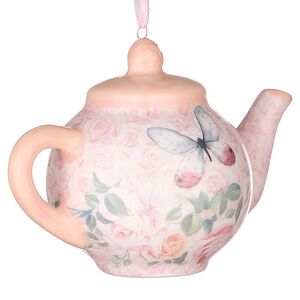 Елочная игрушка Boho Chic: Чайник с бабочкой 6 см розовый, подвеска Kurts Adler фото 4