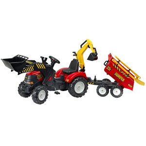 Педальный трактор Falk Power Loader c 2 ковшами, прицепом и аксессуарами 225 см, красный Falk (Фалк) фото 2