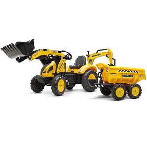 Педальный трактор Komatsu с ковшом и прицепом 222 см Falk фото 5
