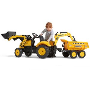 Педальный трактор Komatsu с ковшом и прицепом 222 см Falk фото 3