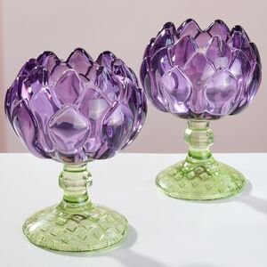 Стеклянный подсвечник-бокал Артишок 11 см сиреневый Goodwill фото 6