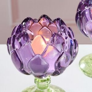 Стеклянный подсвечник-бокал Артишок 11 см сиреневый Goodwill фото 3