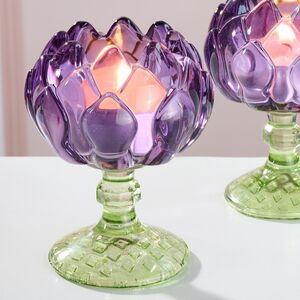 Стеклянный подсвечник-бокал Артишок 11 см сиреневый Goodwill фото 2