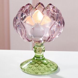 Стеклянный подсвечник-бокал Артишок 11 см розовый Goodwill фото 1