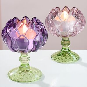 Стеклянный подсвечник-бокал Артишок 11 см сиреневый Goodwill фото 5