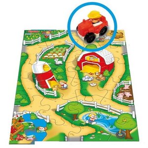 Напольный пазл Мир дорог - Ферма с машинкой, 24 элемента, 73*49 см Fisher Price фото 1