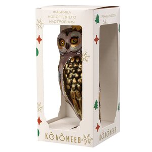 Стеклянная елочная игрушка Умная Сова 13 см, подвеска Коломеев фото 3