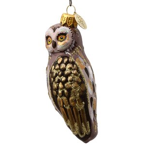 Стеклянная елочная игрушка Умная Сова 13 см, подвеска Коломеев фото 2
