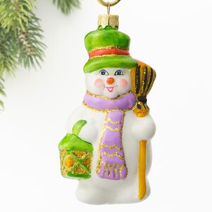 Стеклянная елочная игрушка Снеговик Хельми - Житель Винтертауна 14 см, подвеска Коломеев фото 1