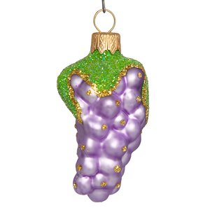 Стеклянная елочная игрушка Виноград 9 см фиолетовый, подвеска