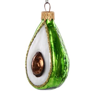 Стеклянная елочная игрушка Зеленое Авокадо 9 см, подвеска Коломеев фото 2