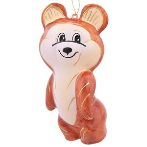 Стеклянная елочная игрушка Олимпийский Мишка 12 см, подвеска