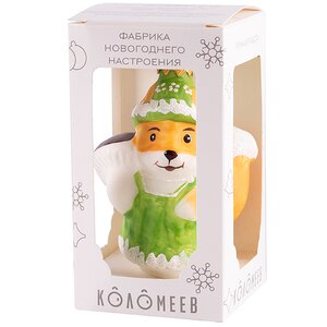 Стеклянная елочная игрушка Белочка в шляпке 10 см, подвеска Коломеев фото 4