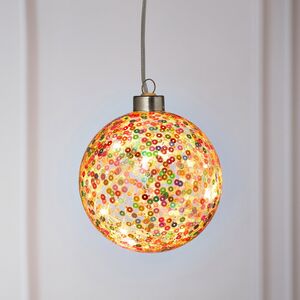 Декоративный подвесной светильник Шар Разноцветное Ретро 10 см, теплые белые LED лампы, на батарейках, стекло
