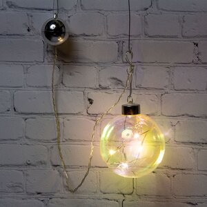 Декоративный подвесной светильник Шар Инграм 8 см, 4 теплых белых LED лампы, на батарейках, стекло Peha (Пеха) фото 4