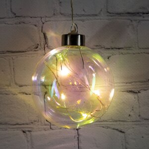 Декоративный подвесной светильник Шар Инграм 8 см, 4 теплых белых LED лампы, на батарейках, стекло Peha (Пеха) фото 3