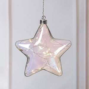 Подвесной светильник Звезда Адалин 18 см, 15 теплых белых LED ламп, на батарейках, стекло