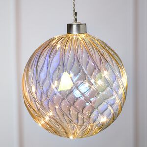 Декоративный подвесной светильник Шар Кристер 12 см, 10 теплых белых LED ламп, стекло, на батарейках Peha (Пеха) фото 2