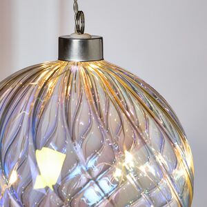 Декоративный подвесной светильник Шар Кристер 12 см, 10 теплых белых LED ламп, стекло, на батарейках Peha (Пеха) фото 3