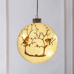 Светящийся елочный шар Рябиновые радости 12 см, 10 LED ламп, на батарейках