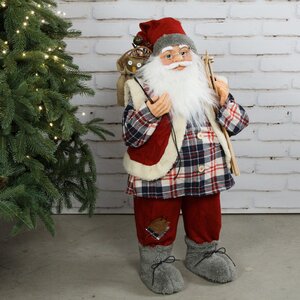 Декоративная фигура Санта-Клаус из Бергена в клетчатом наряде 78 см