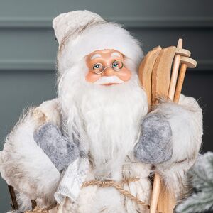 Санта в мохнатой шубе с подарками и лыжами 25 см Peha фото 2